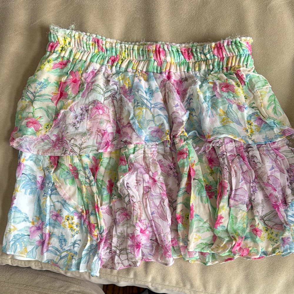 Floral tiered mini skirt